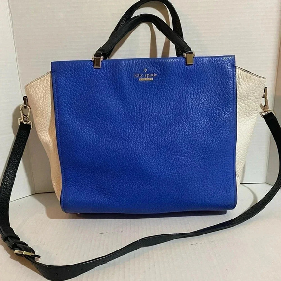 kate spade Handbags - Kate spade blue white pebbled leather satchel handbag